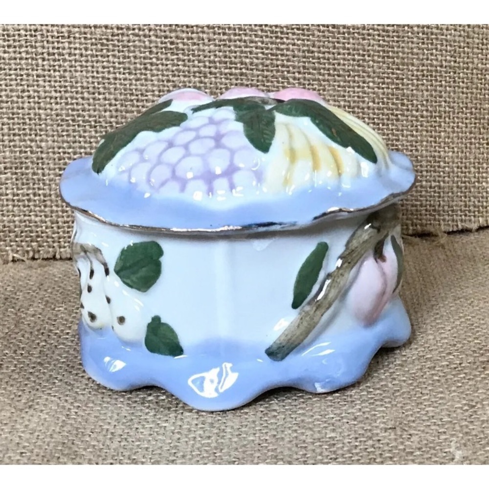 Vintage 3D Fruit Porcelain Trinket Dish Coastal Grandma Cottage Farm Core - Picture 3 of 8